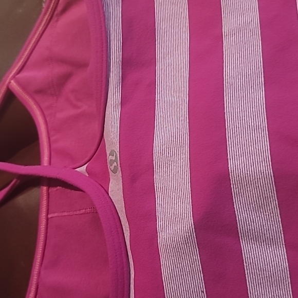 𝅺LULULEMON Power Y tank top pink and white strip - Picture 3 of 9